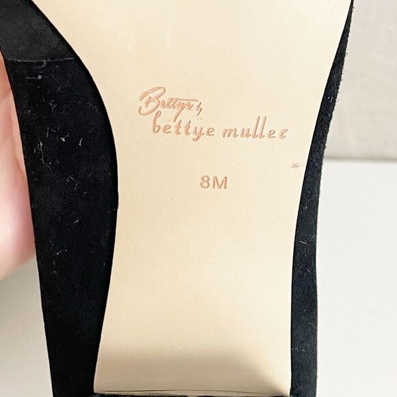 Bettye Muller Black and Blue Fur Accent Heels 8 - Picture 10 of 13